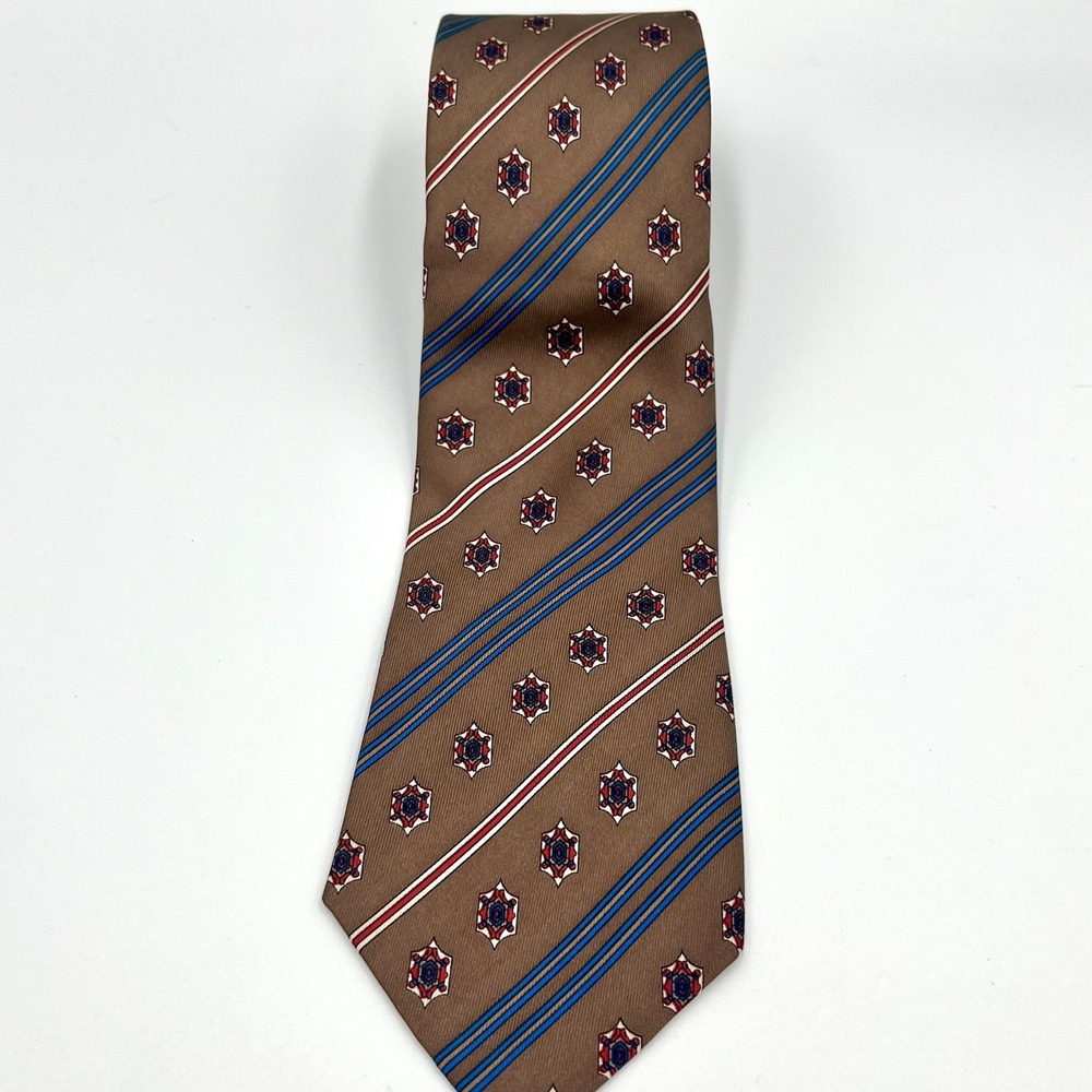 Vintage Yves Saint Laurent Necktie Men Brown Blue… - image 2